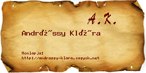 Andrássy Klára névjegykártya
